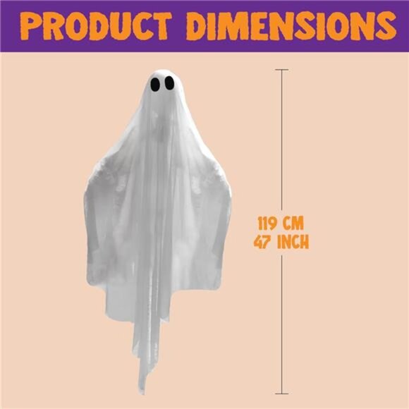 Light-Up Hanging Ghost – Spooky Blue LED Halloween Decoration for Yard - Picture 7 of 8